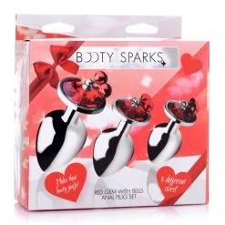 XR Brands Booty Sparks Anal Sex Toys Booty Sparks Red Gem With Bells Anal Plug Set