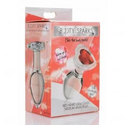 Xr LLC Booty Sparks Red Heart Gem Glass Anal Plug