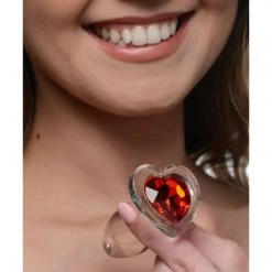 Xr LLC Booty Sparks Red Heart Gem Glass Anal Plug