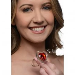 Xr LLC Booty Sparks Red Heart Gem Glass Anal Plug