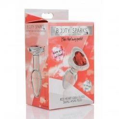 Xr LLC Booty Sparks Red Heart Gem Glass Anal Plug