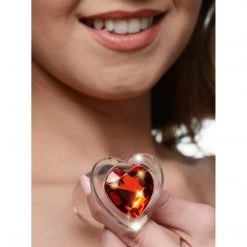 Xr LLC Booty Sparks Red Heart Gem Glass Anal Plug