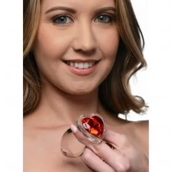 Xr LLC Booty Sparks Red Heart Gem Glass Anal Plug