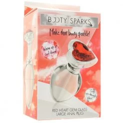 Xr LLC Booty Sparks Red Heart Gem Glass Anal Plug