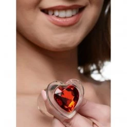 Xr LLC Booty Sparks Red Heart Gem Glass Anal Plug