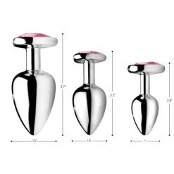 Xr LLC BootySparks Pink Heart Gem Anal Plug Set