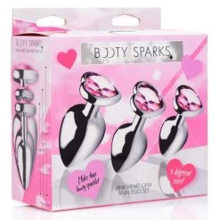 Xr LLC BootySparks Pink Heart Gem Anal Plug Set