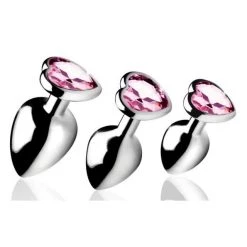 Xr LLC BootySparks Pink Heart Gem Anal Plug Set
