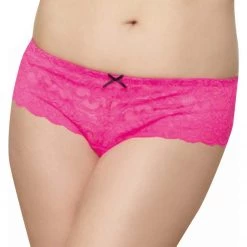 Dreamgirl International Lingerie Bow Lace Boyshort/Thong - Queen