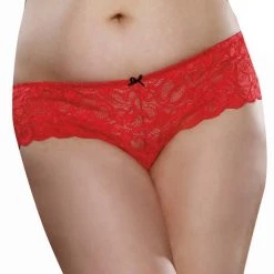 Dreamgirl International Lingerie Bow Lace Boyshort/Thong - Queen
