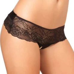 Rene Rofe Crotchless Lace Bow Back Panty Lingerie