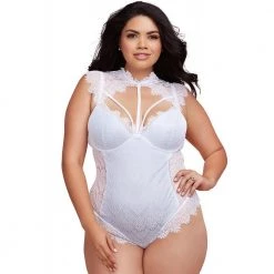 Dreamgirl International Dreamgirl High Neck Teddy With Lace Overlay Lingerie