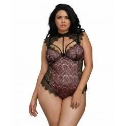 Dreamgirl International Dreamgirl High Neck Teddy With Lace Overlay Lingerie