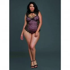 Dreamgirl International Dreamgirl High Neck Teddy With Lace Overlay Lingerie