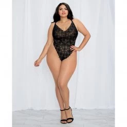 Dreamgirl International Lingerie Dreamgirl Plus Size Mosaic Lace Teddy & Sheer Skirt