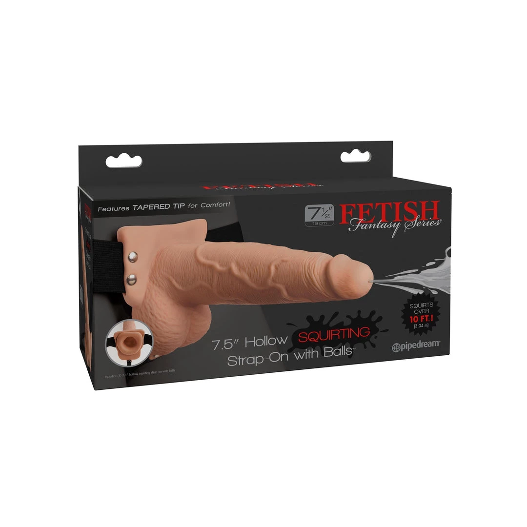 Pipedream Products Dildos Fetish Fantasy 7.5 Inch Hollow Squirting Strap On With Balls 7 Pipedream Products Dildos Fetish Fantasy 7.5 Inch Hollow Squirting Strap On With Balls
