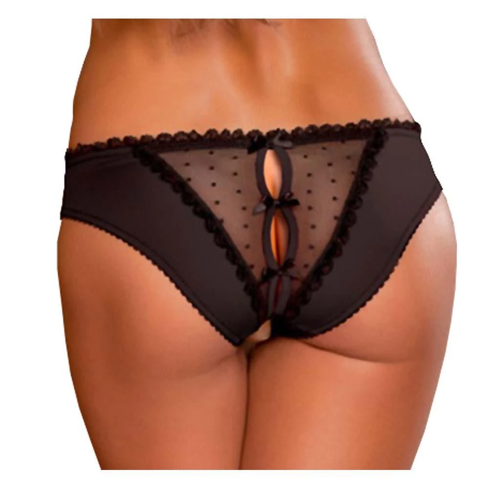 Rene Rofe Lingerie Frills Crotchless Panty With Back Bows 6 Rene Rofe Lingerie Frills Crotchless Panty With Back Bows