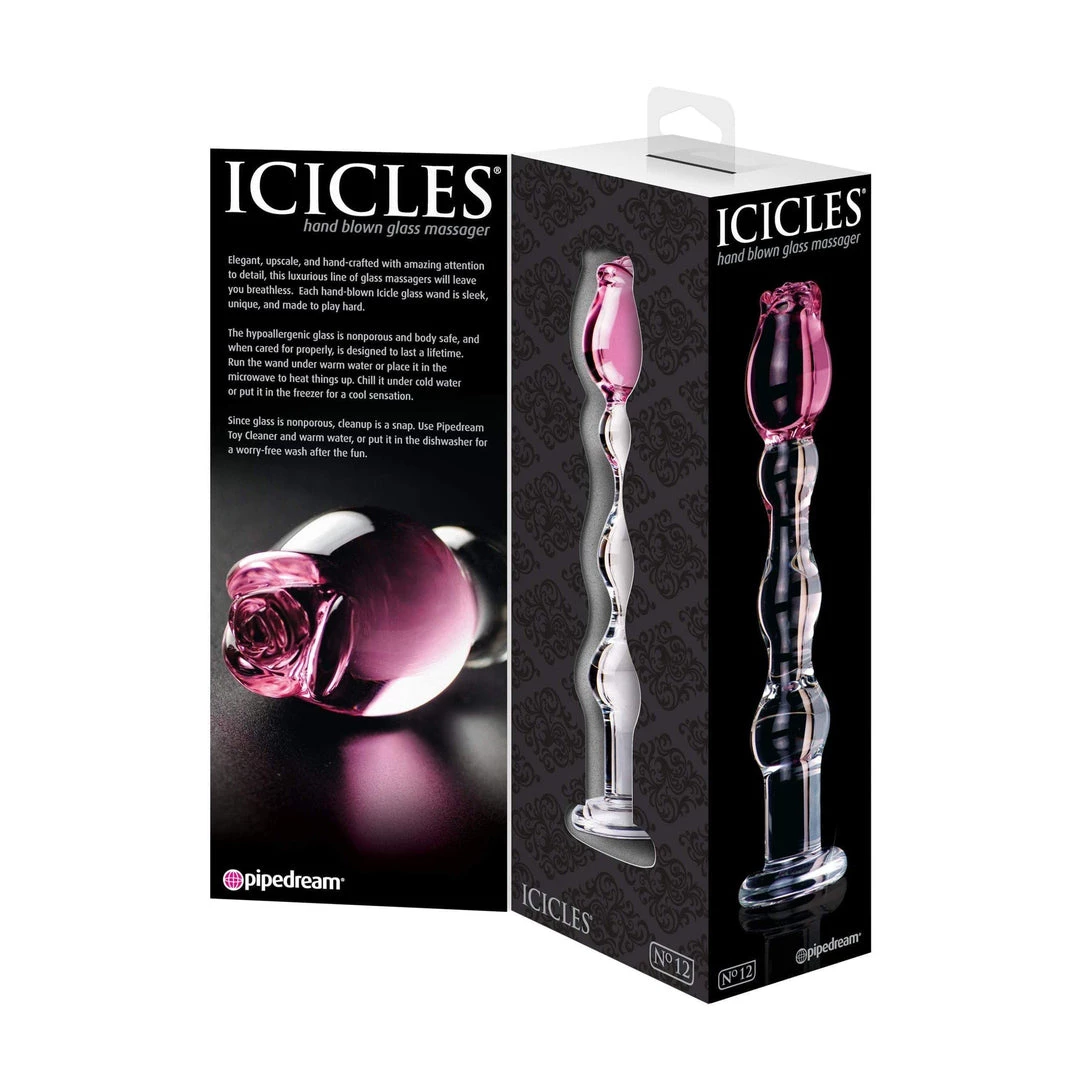 Pipedream Products Dildos Icicles No. 12 Glass Rose Dildo 7 Pipedream Products Dildos Icicles No. 12 Glass Rose Dildo