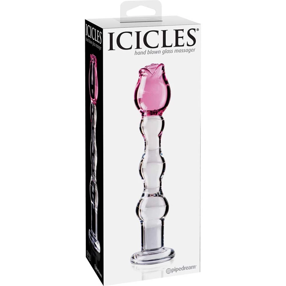 Pipedream Products Dildos Icicles No. 12 Glass Rose Dildo 8 Pipedream Products Dildos Icicles No. 12 Glass Rose Dildo