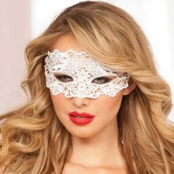Seven 'til Midnight Costume Lingerie Lace Eye Mask With Satin Ribbon
