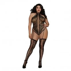 Dreamgirl International Lace Halter Neckline Teddy Bodystocking Lingerie