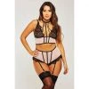 Icollection Lingerie Lace & Stretch Sateen Bra & Garter Set