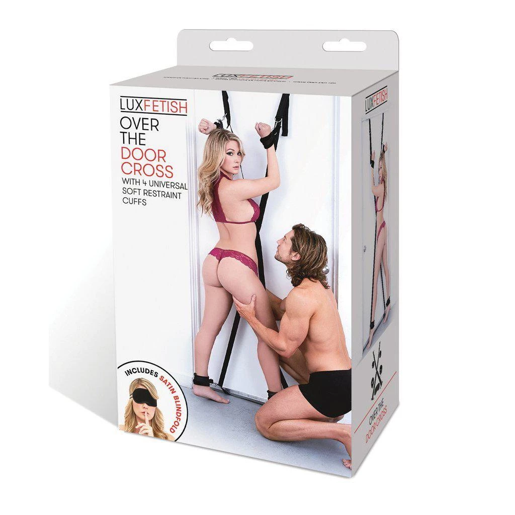 Electric Eel INC Lux Fetish Over The Door Cross With 4 Universal Soft Restraint Cuffs Bondage 4 Electric Eel INC Lux Fetish Over The Door Cross With 4 Universal Soft Restraint Cuffs Bondage