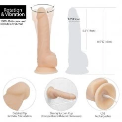 B.M.S. Enterprises Naked Addiction 8 Inch Rotating & Vibrating Dong