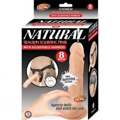Nasstoys Natural Realskin 8 Inch Squirting Penis With Adjustable Harness Dildos