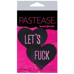 Pastease Black Heart With Pink 'Let's Fuck' Nipple Pasties