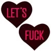 Pastease Black Heart With Pink 'Let's Fuck' Nipple Pasties