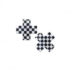 Pastease Black & White Checker Cross Nipple Pasties 8 Pastease Black & White Checker Cross Nipple Pasties