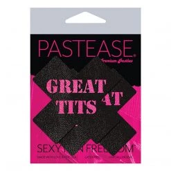 Pastease Black With Pink 'Great Tits' Cross Nipple Pasties