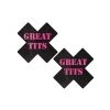 Pastease Black With Pink 'Great Tits' Cross Nipple Pasties