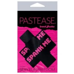 Pastease Liquid Black Cross With Pink 'Spank Me' Nipple Pasties 6 Pastease Liquid Black Cross With Pink 'Spank Me' Nipple Pasties