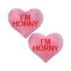 Pastease Liquid Pink Heart With 'I'm Horny' Nipple Pasties 1 Pastease Liquid Pink Heart With 'I'm Horny' Nipple Pasties