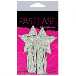 Pastease Silver Glitter Star With Tassel Fringe Nipple Pasties