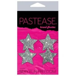 Pastease Two-Pair Small Silver Glitter Star Nipple Pasties