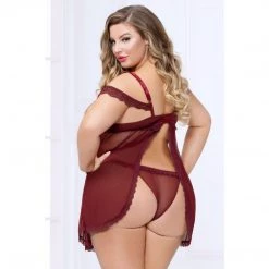 Seven 'til Midnight Costume Queen Whimsical Wine Babydoll Lingerie