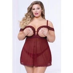Seven 'til Midnight Costume Queen Whimsical Wine Babydoll Lingerie