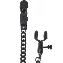 Spartacus Adjustable Alligator Nipple Clamps With Black Chain Bondage