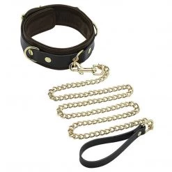 Bondage Spartacus Collar & Leash Brown Leather