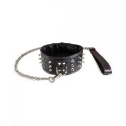 Sultra Leather Bondage Sultra Lambskin Studded Leather Collar With Chain