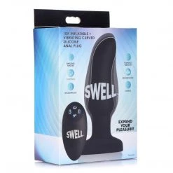 Xr LLC Anal Sex Toys Swell 10X Inflatable & Vibrating Curved Silicone Anal Plug