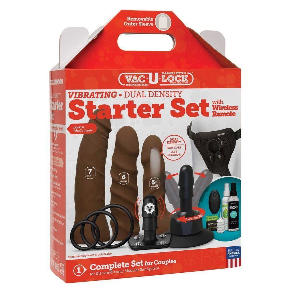 Doc Johnson Vac-u-lock Vibrating Harness Starter Set With Remote Dildos 6 Doc Johnson Vac-u-lock Vibrating Harness Starter Set With Remote Dildos