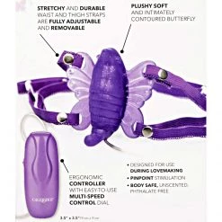 California Exotic Novelties Clitoral Stimulators Venus Butterfly 2 Strap On Clit Vibrator - Purple