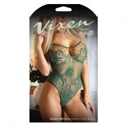 Fantasy Lingerie Vixen Green With Envy Strappy Stretch Lace Teddy