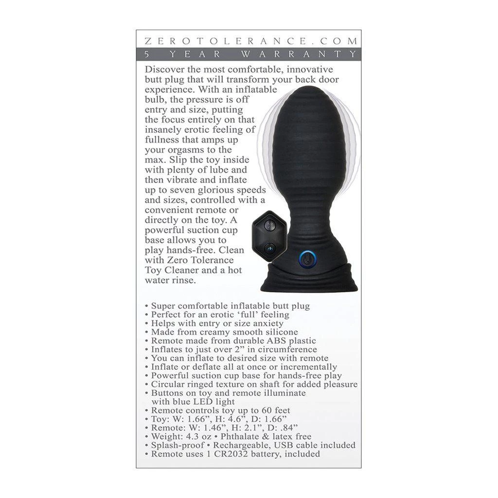 Evolved Novelties INC Anal Sex Toys Zero Tolerance Shape Shifter Inflatable Vibrating Butt Plug 7 Evolved Novelties INC Anal Sex Toys Zero Tolerance Shape Shifter Inflatable Vibrating Butt Plug